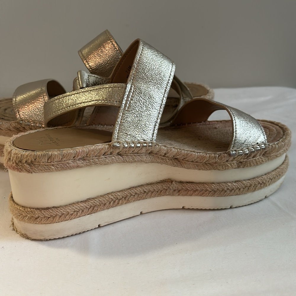 Marc Fisher chunky platform raffia espadrille metallic sandals - Picture 6 of 9